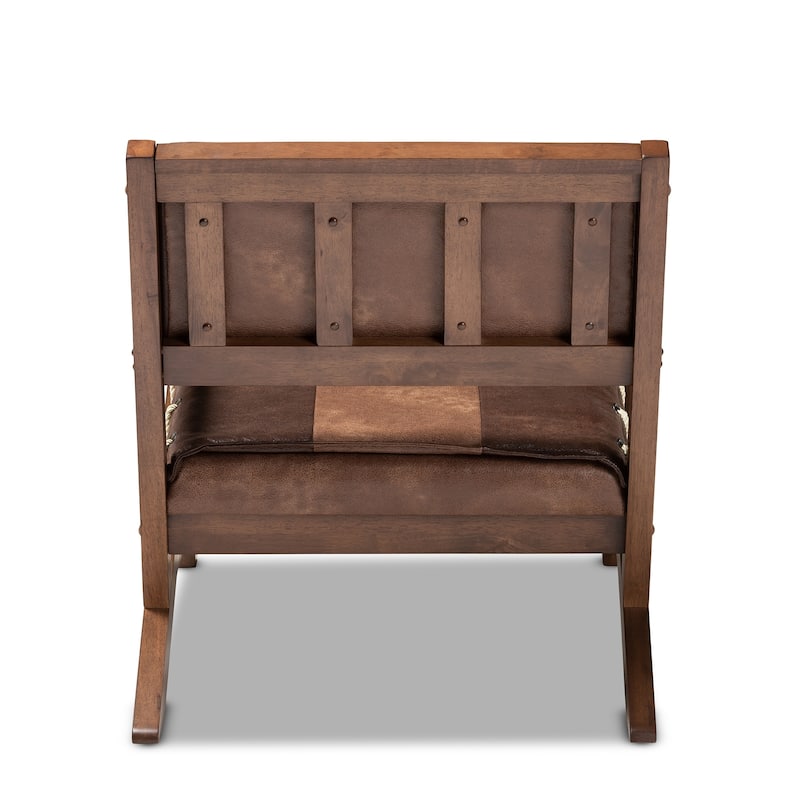 Rustic Brown Faux Leather Lounge Chair