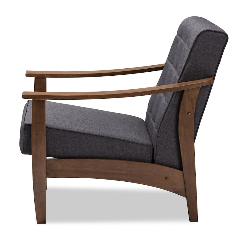 Mid-Century Gray Fabric Lounge Chair