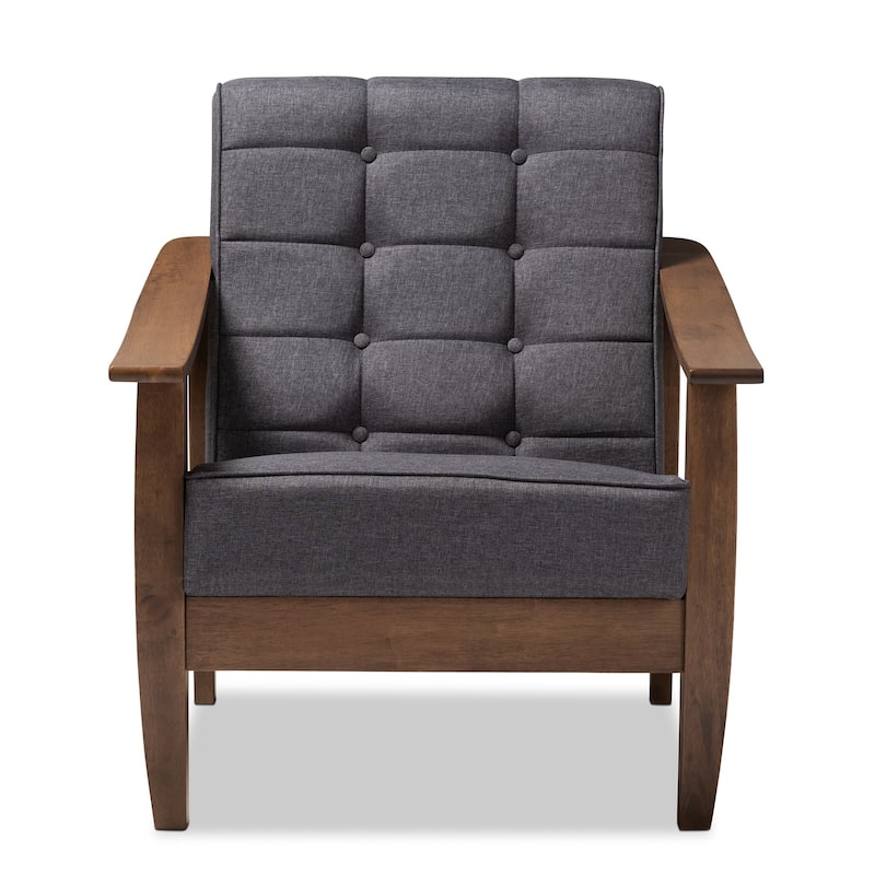 Mid-Century Gray Fabric Lounge Chair