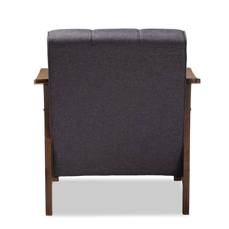 Mid-Century Gray Fabric Lounge Chair