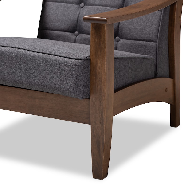Mid-Century Gray Fabric Lounge Chair