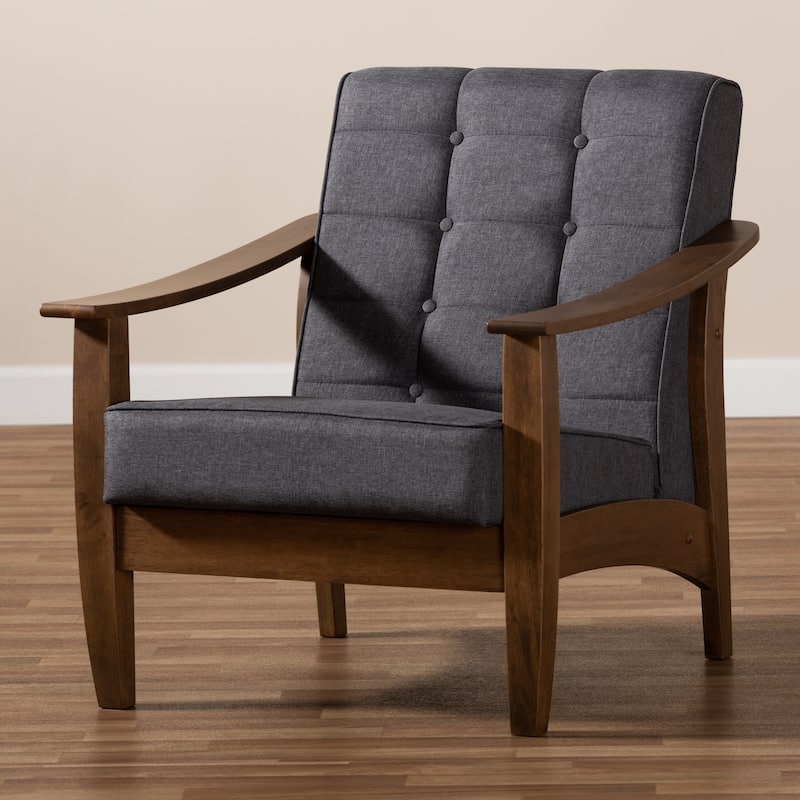 Mid-Century Gray Fabric Lounge Chair