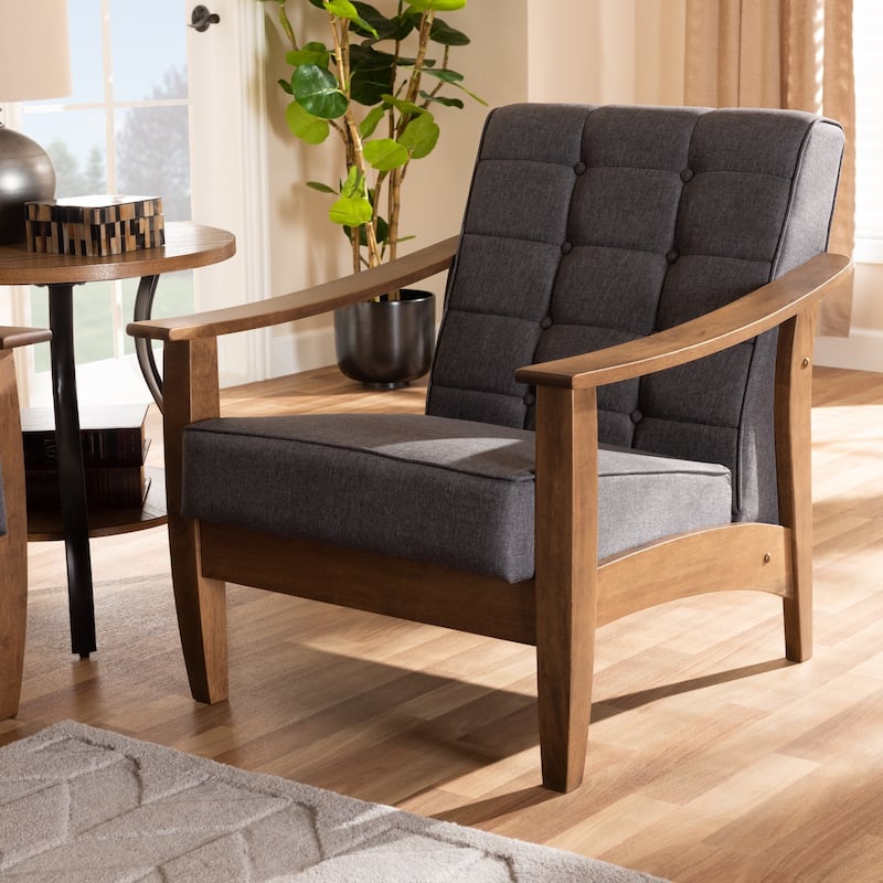 Mid-Century Gray Fabric Lounge Chair