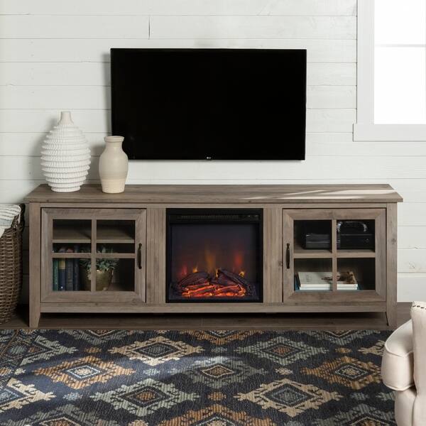 Shop Copper Grove Dornbirn 70 Inch Glass Door Fireplace Tv Console
