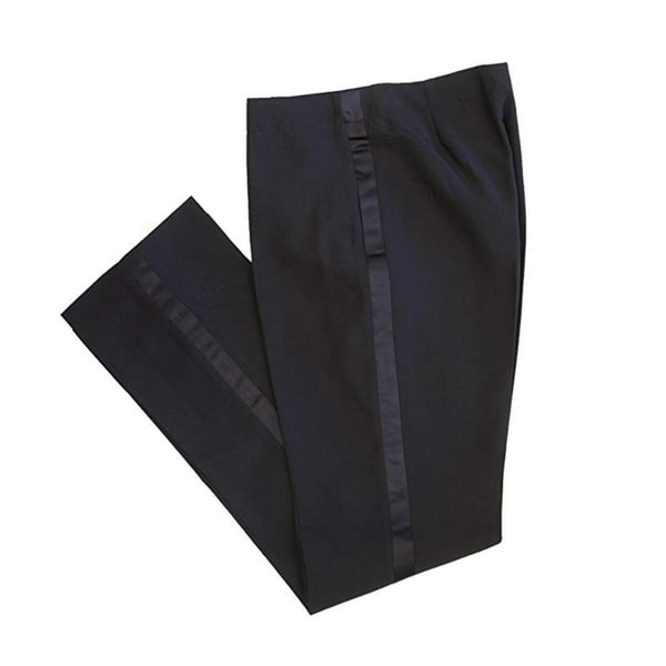 ladies black trousers with satin stripe
