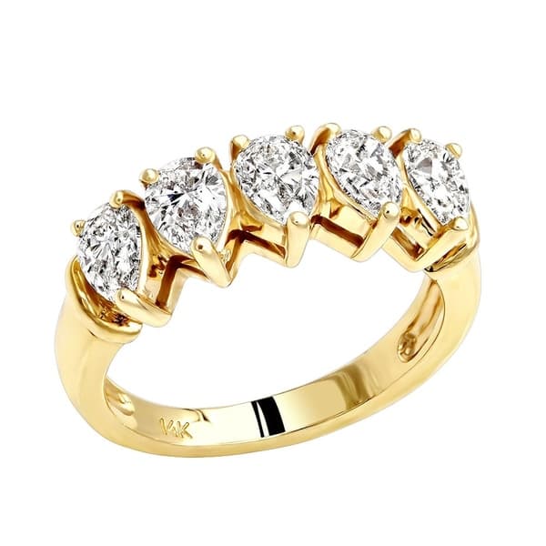 Shop Ladies Unique Pear Diamond Wedding Band 5 Stone Anniversary