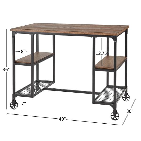Shop Carbon Loft Hamic Oak Finish Counter Height Desk With Metal