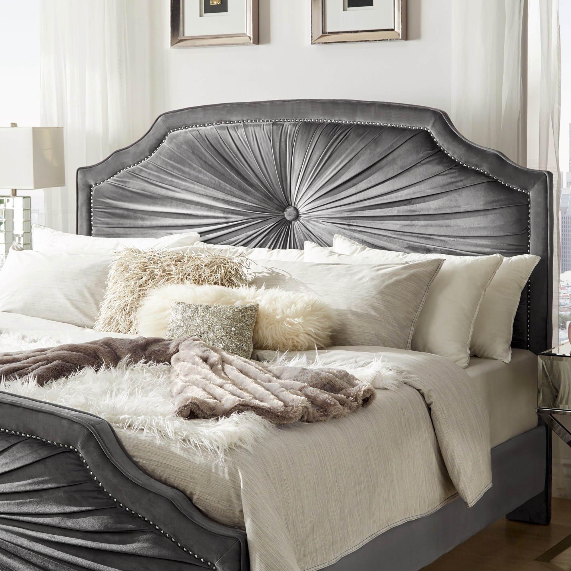 Shayla Grey Velvet Headboard by iNSPIRE Q Bold eBay