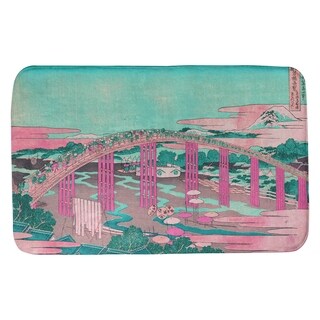 Katsushika Hokusai Japanese Bridge in Pink and Teal Bath Mat - Bed Bath ...