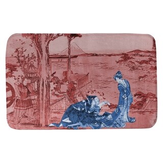 Katsushika Hokusai Japanese Courtesan in Red and Blue Bath Mat - Bed ...