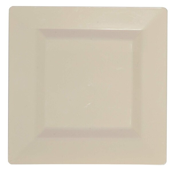 Party Joy 50-Piece Plastic Salad Plate Set Square Collection Heavy Duty Premium Plastic Plates, Ivory. Opens flyout.