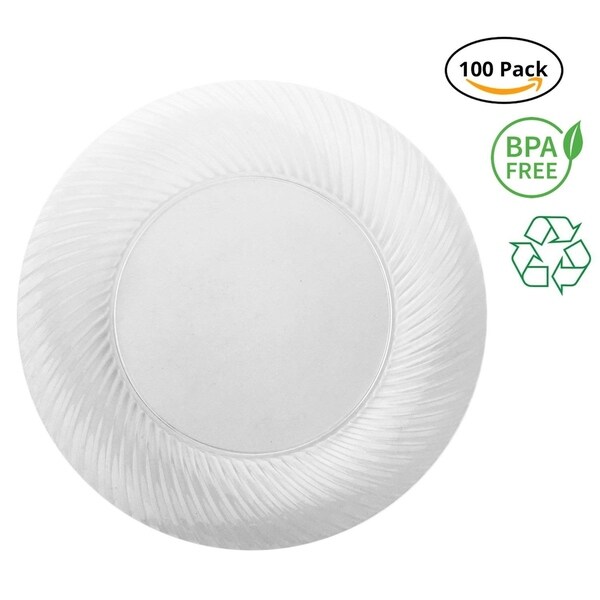 Party Joy 6" Swirl Clear Plastic Plates, Pack of 100