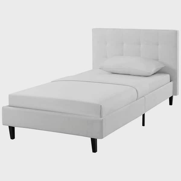 Copper Grove Silistra Twin-size White Fabric Platform Bed with Tufted ...