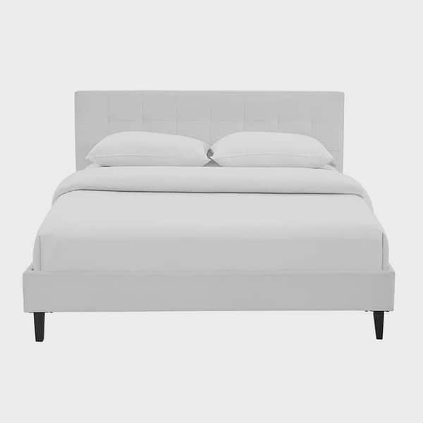 Copper Grove Silistra Full Size White Leather Platform Bed White Leather Platform Bed
