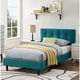 preview thumbnail 1 of 3, Copper Grove Silistra Twin-size Teal Fabric Platform Bed with Tufted Headboard