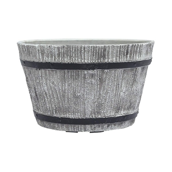Happy Planter Planter, 12.8" x 12.8" x 8", Grey Wood