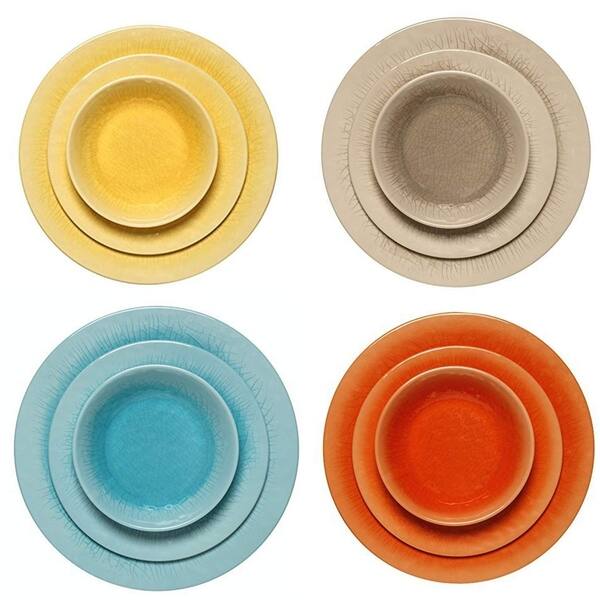 Shop Melange 18 Pcs Melamine Dinnerware Set Crackle Collection
