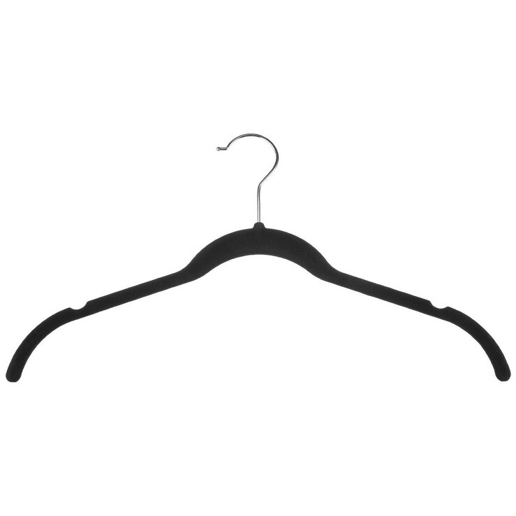 Black Honey-Can-Do HNG-01955 Velvet Touch Tie Hanger 2-Pack