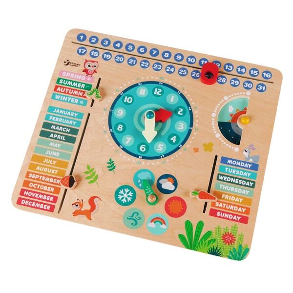 slide 2 of 3, Wood Forest Calendar and Clock