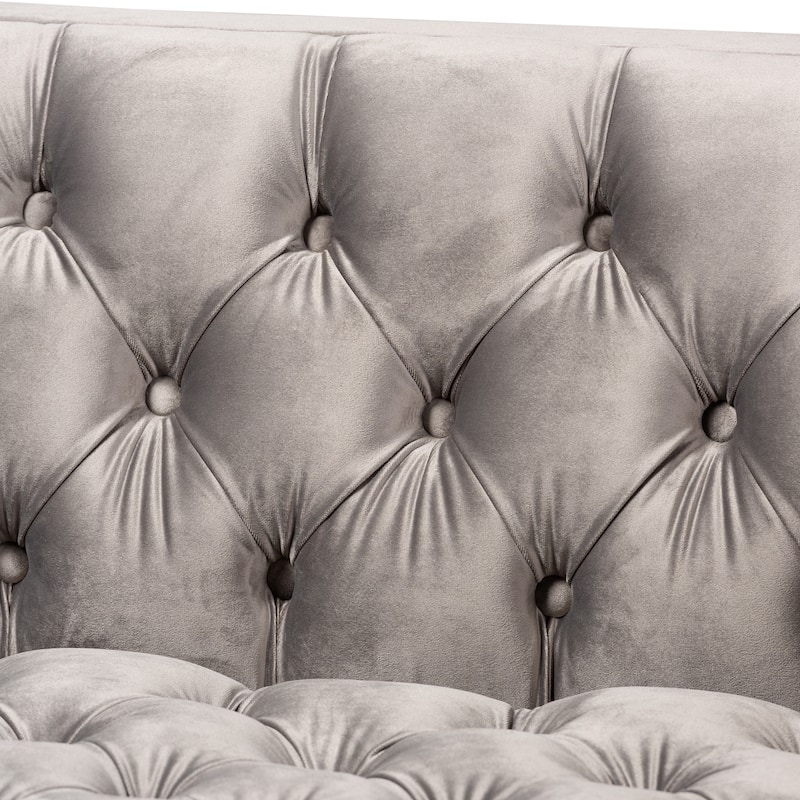 Glam Velvet and Gold Finished 2-Piece Sofa and Lounge Chair Set
