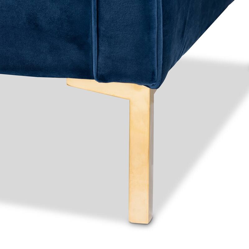 Glam Velvet and Gold Finished 2-Piece Sofa and Lounge Chair Set