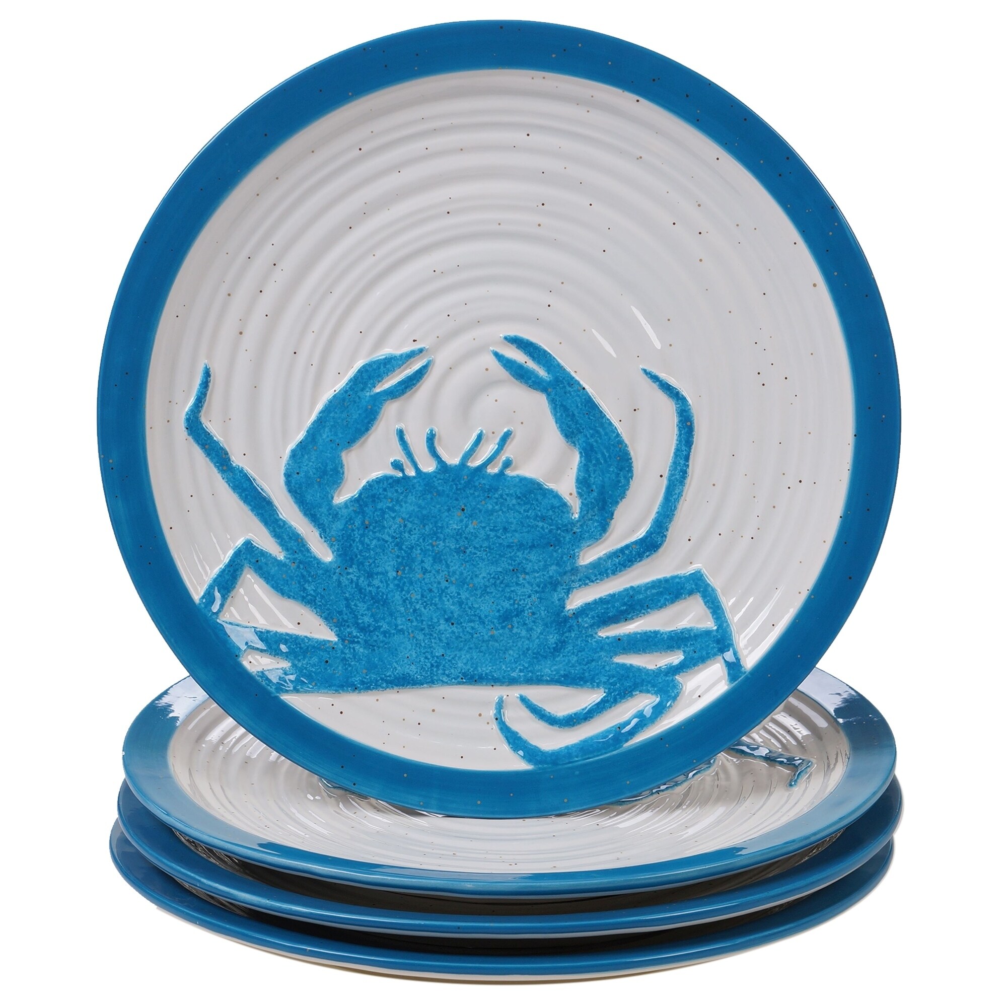 Plates Set of 4 11 Melamine Blue Crab Plates Dinner Plates