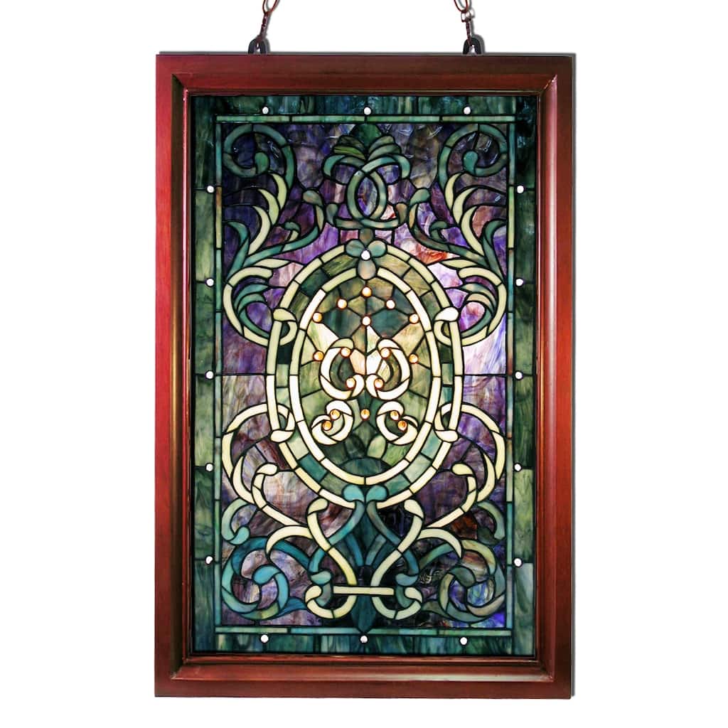 Tiffany-style Purple Wooden Frame Window Panel