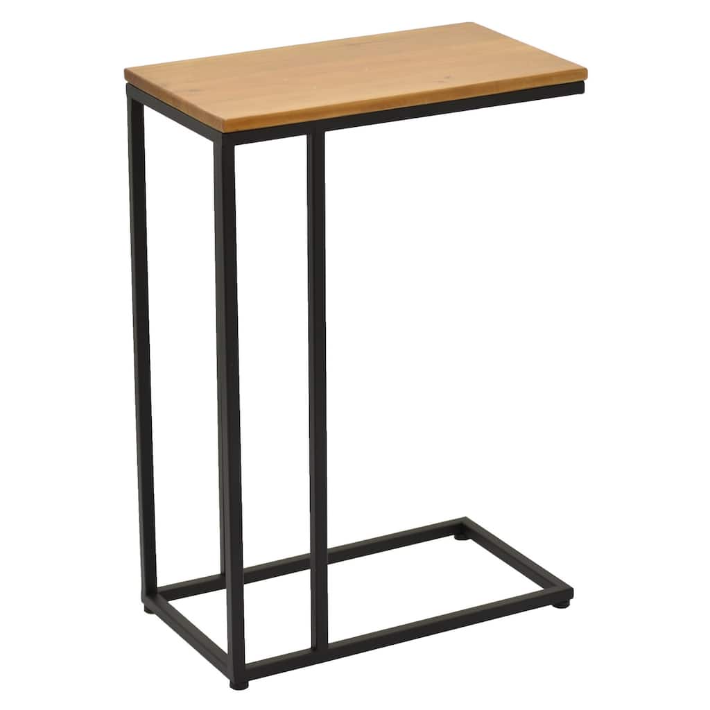 26 " Brown Metal Metal With Wood Top C Table
