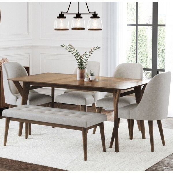 Shop Abbyson Retro Mid Century Wooden Dining 6 Piece Set - Overstock ...