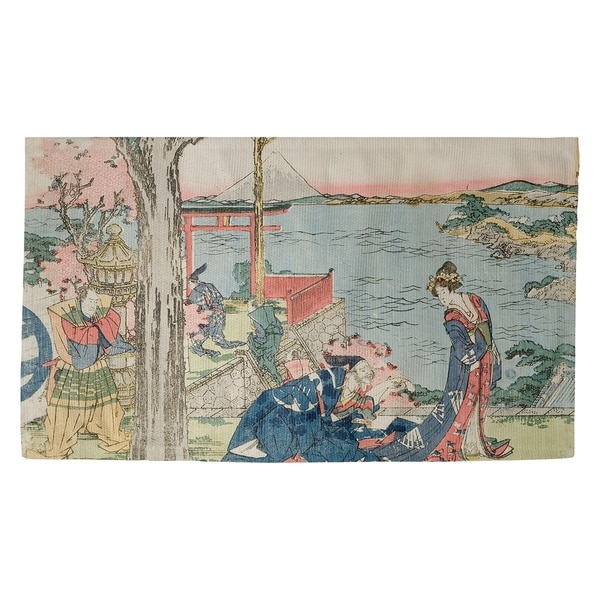 Katsushika Hokusai Japanese Courtesan Dobby Rug