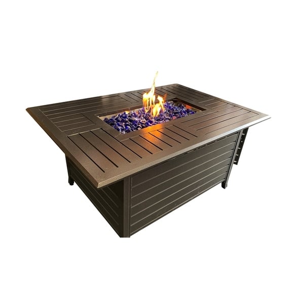 Shop South Beach Rectangular Fire Pit Table W 17lb Fireglass