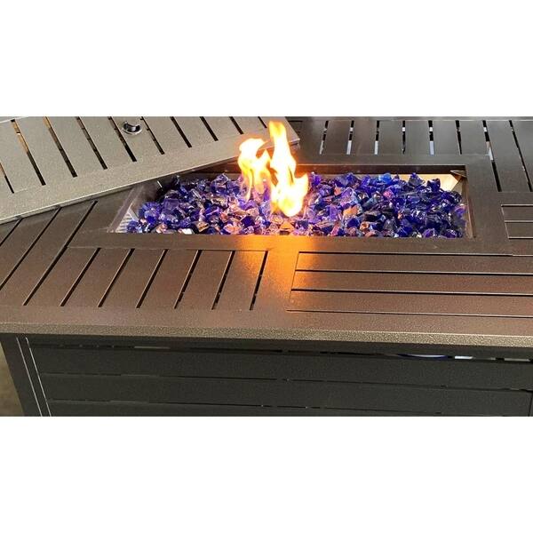 Shop South Beach Rectangular Fire Pit Table W 17lb Fireglass