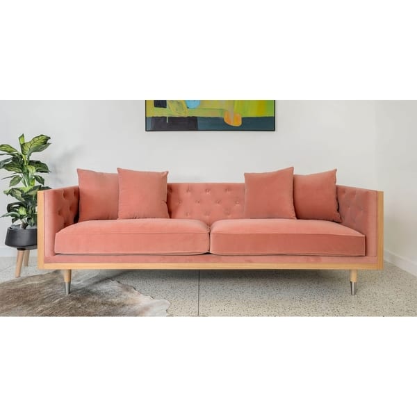 Kardiel Woodrow Neo Classic Midcentury Modern 87" Sofa, Velvet