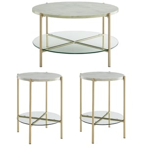 Silver Orchid  Howell 3-piece Table Set (Gold / White Faux Marble)