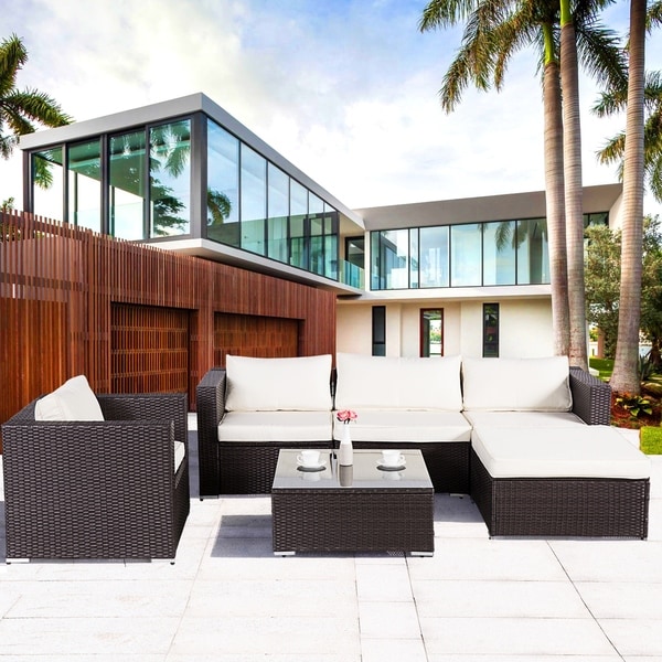 Lucia 6-Piece Outdoor Wicker Sectional Sofa Set