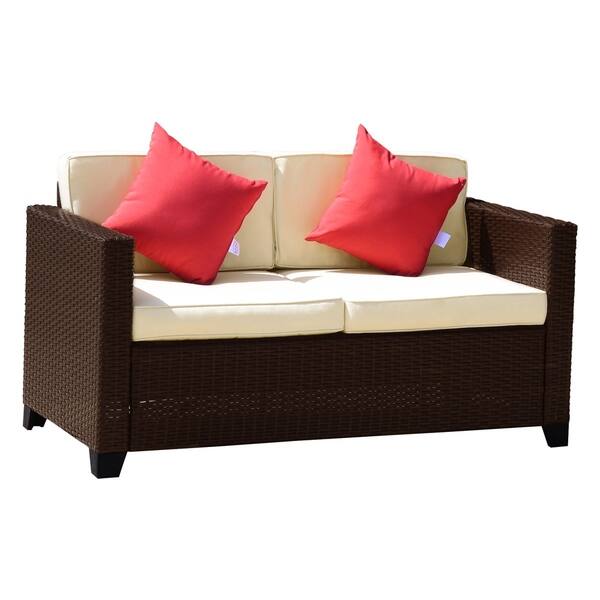 Bianca 2 Piece Outdoor Wicker Loveseat Sofa Set Overstock 27173298