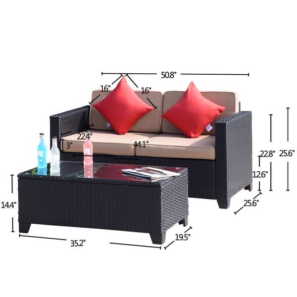Bianca 2 Piece Outdoor Wicker Loveseat Sofa Set Overstock 27173298