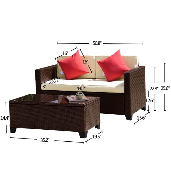 Bianca 2 Piece Outdoor Wicker Loveseat Sofa Set Overstock 27173298