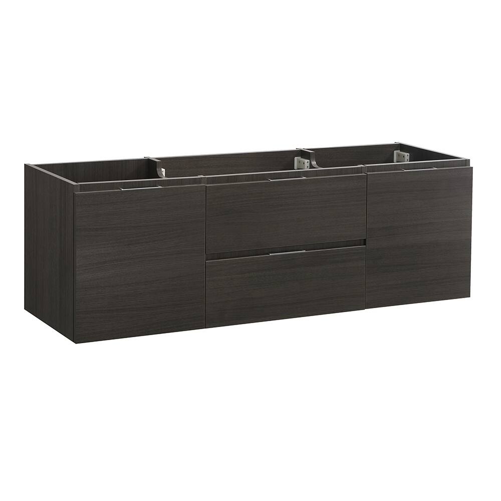 Fresca Valencia 60" Gray Oak Wall Hung Double Sink Modern Bathroom Cabinet