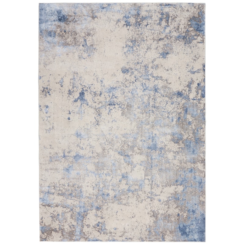 Nourison Sleek Textures Distressed Abstract Area Rug - 5'3" x 7'3" - Blue/Grey - Runner/Rectangle