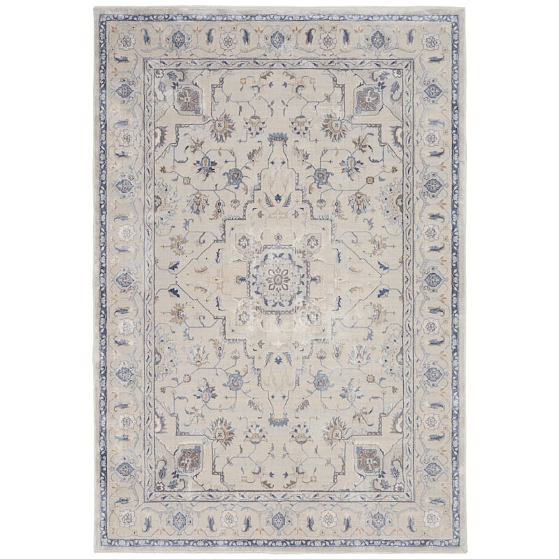 Nourison Sleek Textures Traditional Area Rug - 5'3" x 7'3" - Ivory/Grey - Runner/Rectangle