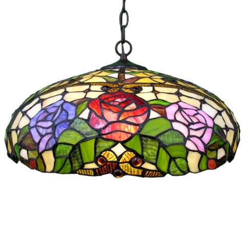 Tiffany-style Rose Floral Hanging Fixture