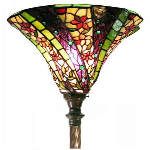 Copper Grove Simeonov Tiffany-style 3D Purple Wave Torchier Lamp