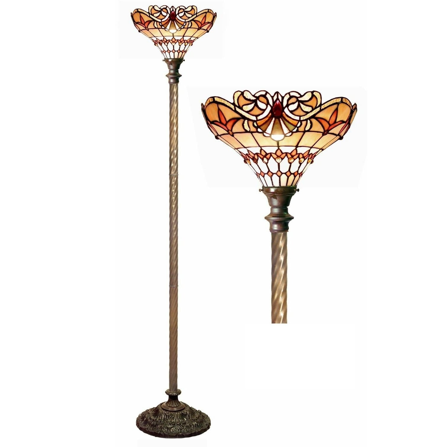 Warehouse of Tiffany Tiffany-style Classic Jewel Torchiere