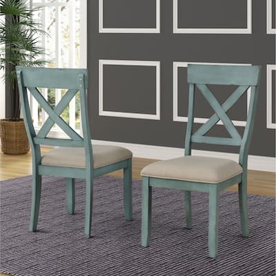 Prato Two-Tone Wood Cross Back Upholstered Dining Chairs (Set of 2)