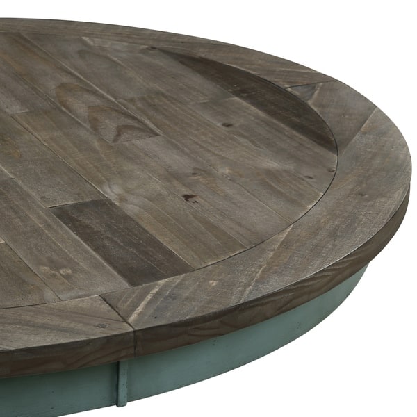Brown and blue round table Prato Round Blue And Brown Two Tone Finish Wood Dining Table N A Overstock 27175695