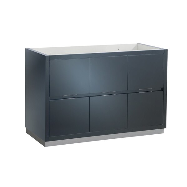 Fresca Valencia 48" Dark Slate Gray Free Standing Double Sink Modern Bathroom Cabinet - Silver