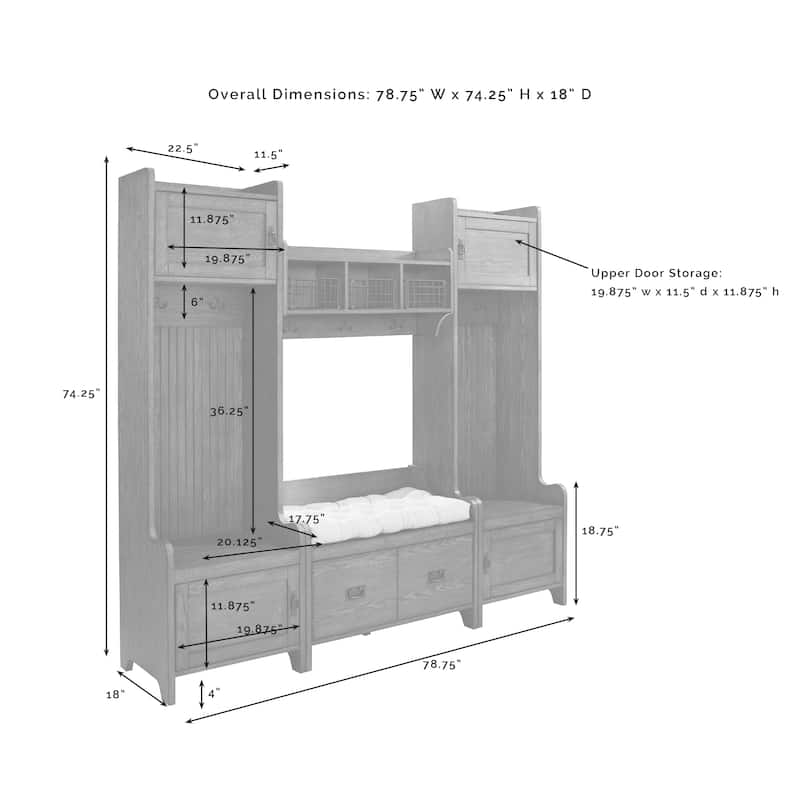 Crosley Fremont 3 Pc Entryway Kit - Three Towers In Distressed White