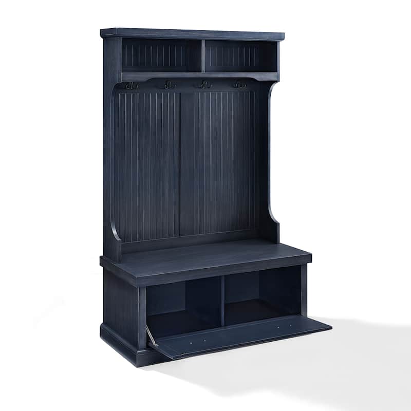 Crosley Seaside Hall Tree In Distressed Navy Finish