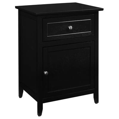 LYKE Home Black 1 Drawer /1 Door Nightstand